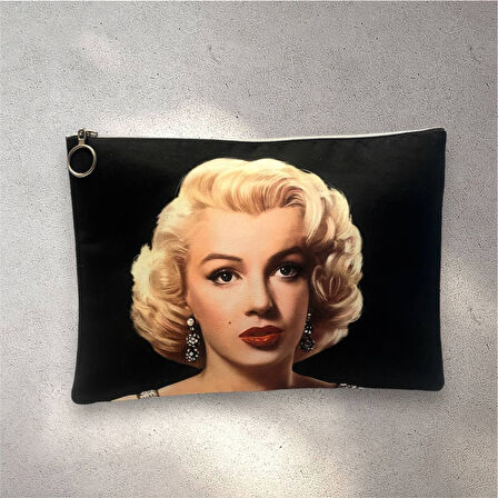 Şarkıcı Model Marilyn Monroe Fotoğraflı Siyah Clutch Portföy Çanta