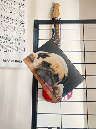 Pug Cins Köpek Clutch Portföy Çanta