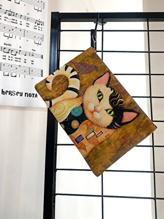 Gustave Klimt Kiss Öpücük Tablosu Kedi Uyarlaması Clutch Portföy Çanta