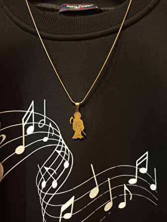 Hip Hop Tarzı Kutsal Ölüm İskelet Gold Renk 316L Paslanmaz Çelik Figür Kolye