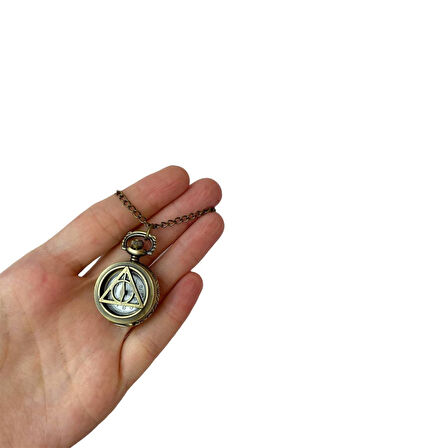 Harry Potter Saatli  Deathly Hallows Çift Taraflı  Kolye