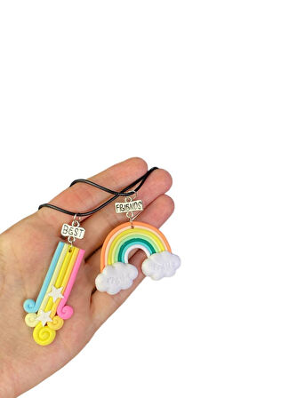 Best Friend Gökkuşağı Renkli İkili Arkadaş Sevgili Kolye