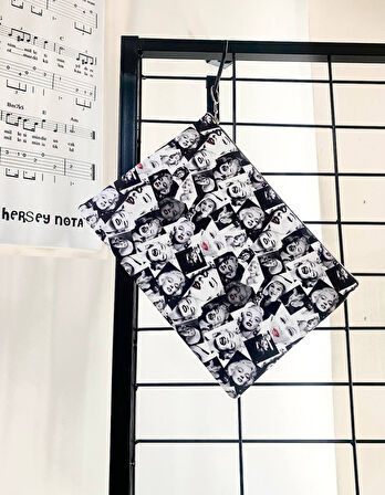 Marilyn Monroe Figürlü Clutch Portföy Çanta