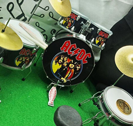 AC/DC Minyatür Enstrüman Bateri Davul Seti Baterist