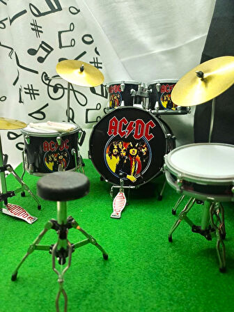 AC/DC Minyatür Enstrüman Bateri Davul Seti Baterist