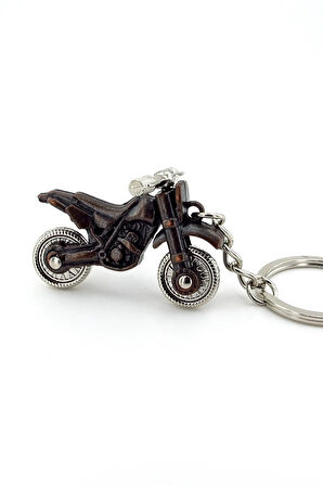 Motocross Yarış Motosikleti Retro Metal Anahtarlık Hareketli