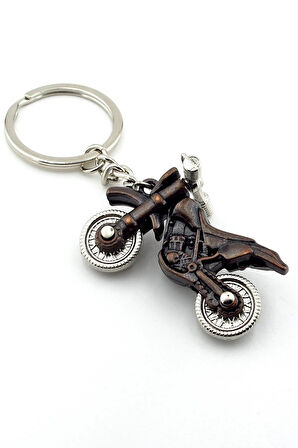 Motocross Yarış Motosikleti Retro Metal Anahtarlık Hareketli
