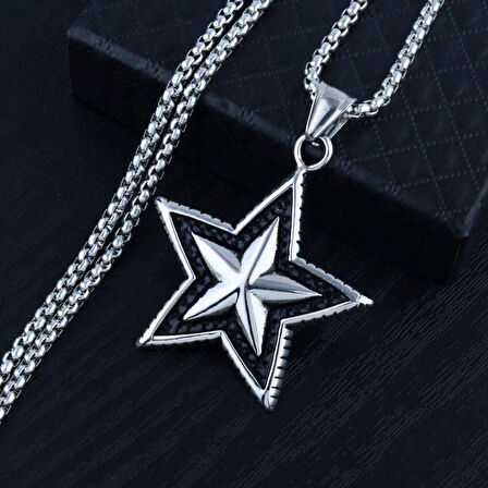 Yıldız Star Pentegram Paslanmaz Çelik 316L Kolye 