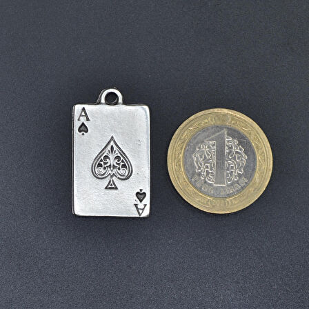 Maça As Poker İskambil Zincir Kolye Gümüş Kaplama Erkek Kadın Kolye