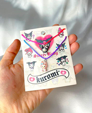 Kuromi & Melody Renkli İpli BFF Kolye Seti