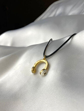 Siyah İpli Kulaklık - Gold Kaplama Müzik Kolyesi