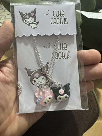 Kuromi ve Melodi İkili Çift Arkadaşlık Kolyesi Bff