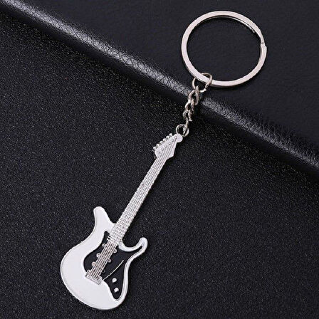 Gitar Beyaz Gitarist Hediye Anahtarlık veya Çanta Süsü