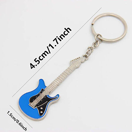 Gitar Mavi Gitarist Hediye Anahtarlık veya Çanta Süsü