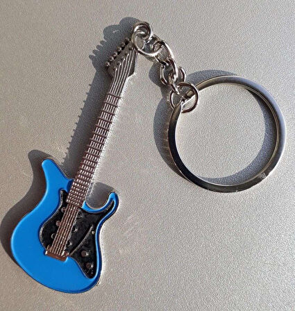 Gitar Mavi Gitarist Hediye Anahtarlık veya Çanta Süsü