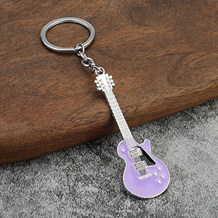 Gitar Lila Gitarist Hediye Anahtarlık veya Çanta Süsü