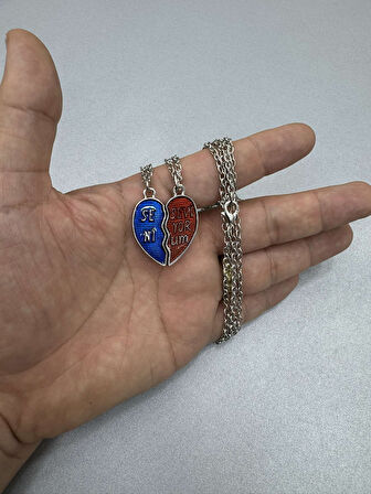 Kalp Best Friends Arkadaşlık Kolyesi İkili Çift Şekil 60 cm Gümüş Kaplama Kolye