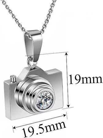 Paslanmaz Çelik Kamera Kolye Takı Kadınlar Kararmaz Garantili