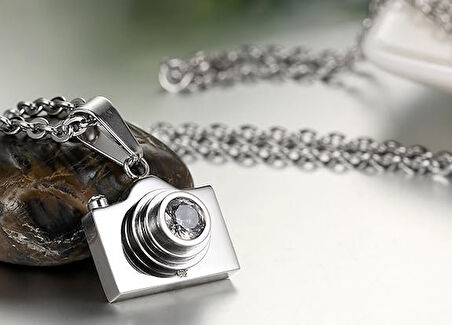 Paslanmaz Çelik Kamera Kolye Takı Kadınlar Kararmaz Garantili