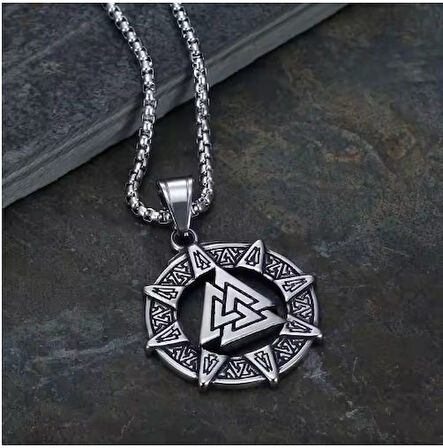 Güç Simgesi Valknut Viking Paslanmaz Çelik 316 L Kalite Kolye