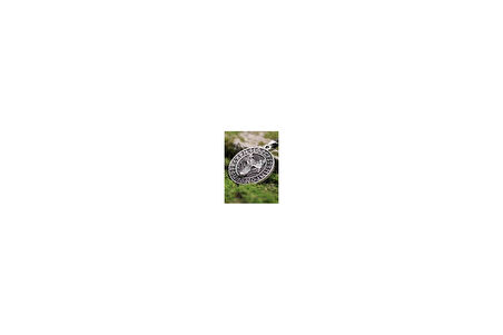 Viking Savaşçı Kurt Kabartma Nordik İskandinav Rune Titanyum Paslanmaz Çelik Erkek Kolye 3D