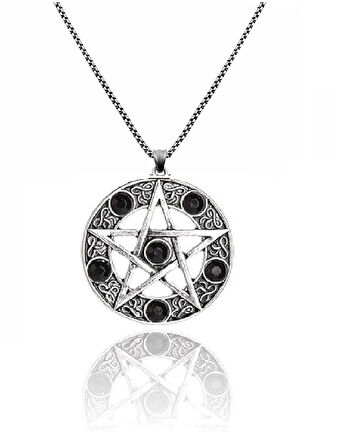 Paslanmaz Çelik Pentagram Viking Gotik Kolye 
