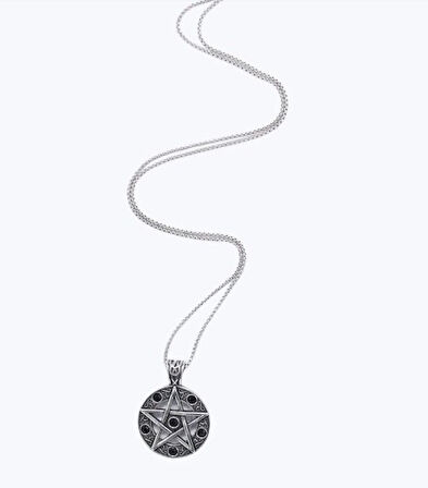 Paslanmaz Çelik Pentagram Viking Gotik Kolye 