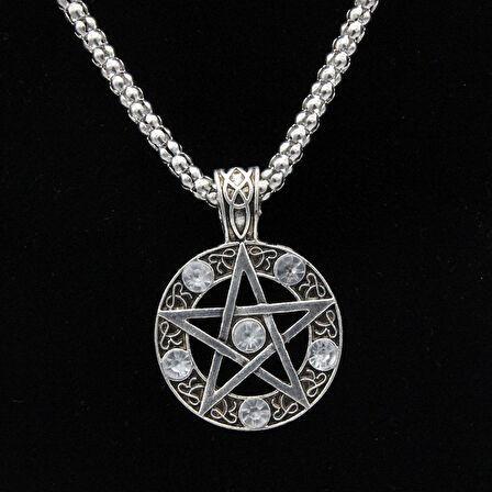Pentagram Gotik Paslanmaz Unisex Vintage Hollow Pentagramı Çelik 