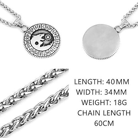 Paslanmaz çelik Vintage Viking kurt güneş kolye erkek Valknut Odin Rune kolye moda kolye