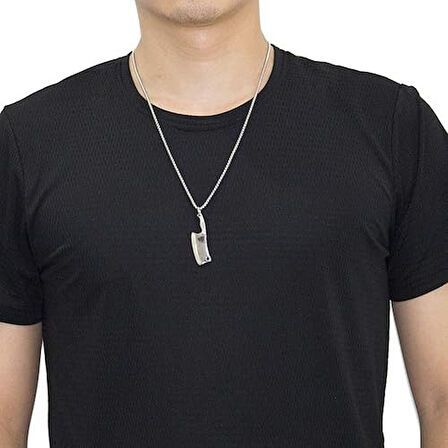 Paslanmaz Çelik Mutfak Bıçağı Kolye Şef Satır Kolye Kadınlar ve Erkekler 60cm