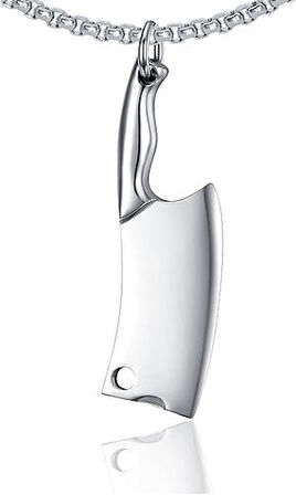 Paslanmaz Çelik Mutfak Bıçağı Kolye Şef Satır Kolye Kadınlar ve Erkekler 60cm