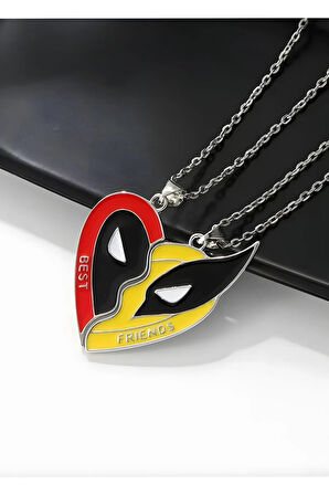 2 Adet Mıknatıslı Arkadaşlık Kolyesi Deadpool & Wolverine Best Friends Kolye İkili Çift 2 adet