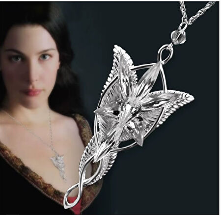 Arwen Evenstar Akşam Yıldızı Kolye Yüzüklerin Efendisi Kolye Kolye Kutusunda Gümüş Kaplama Kadın