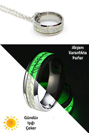 Yüzüklerin Efendisi Tungsten Güç Yüzüğü Kolye Glowing 1 adet 