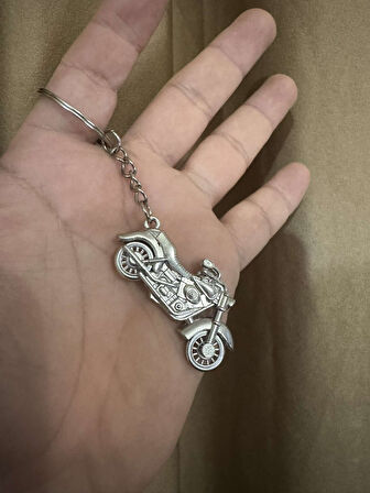 Harley Motorsiklet Gümüş Metal Tekerleri Hareket Eden Anahtarlık