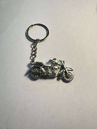 Harley Motorsiklet Gümüş Metal Tekerleri Hareket Eden Anahtarlık