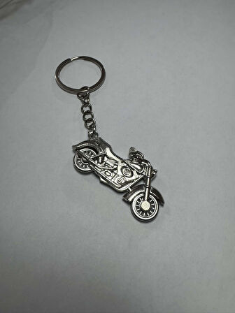 Harley Motorsiklet Gümüş Metal Tekerleri Hareket Eden Anahtarlık