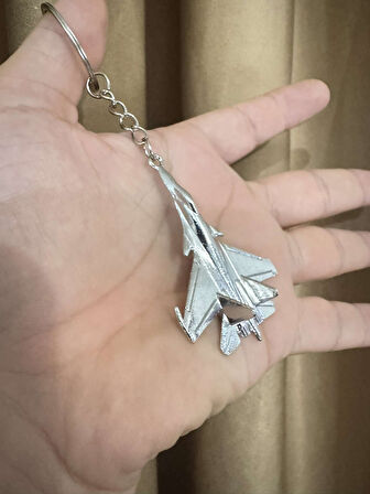 Savaş Uçağı Uçak Hostes Pilot Gümüş Metal Anahtarlık