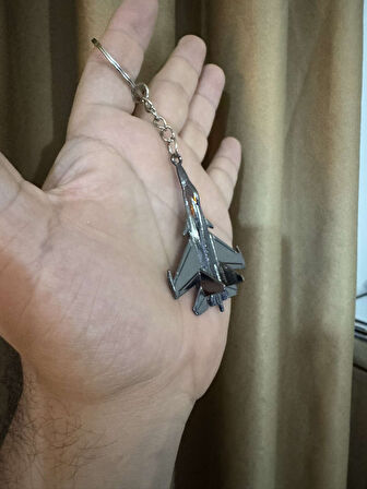 F16 Savaş Uçağı Uçak Hostes Pilot Siyah Metal Anahtarlık
