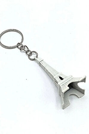 Metal Anahtarlık Gümüş 3D Eyfel Kulesi