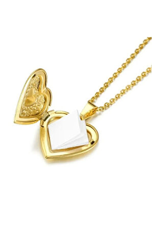 Love Yazılı Paslanmaz Çelik Gold Kapağı Açılabilen Kadın Kolye 