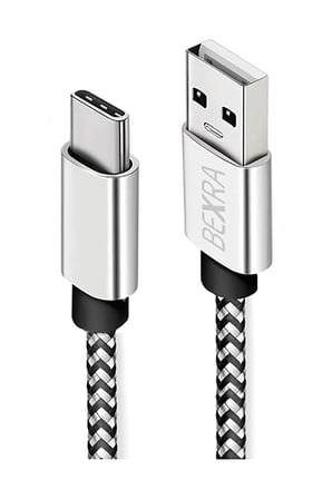 USB Type-C Hızlı Şarj Kablosu, 1 Metre, 2.1A, Naylon Örgülü Kopmaz Veri Kablosu, Samsung, Xiaomi, Huawei ve Tüm Android Cihazlar ile Uyumlu, Gri, 2 Yıl Garantili