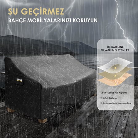 Çift Kişilik Bahçe Koltuk Örtüsü, Koruma Kılıfı, Su Geçirmez Açık Hava Bahçe Mobilya Kılıfları, Dış Mekan Sandalye Kılıfı Örtü Branda, Ağır Hizmet Tipi, 200-85-80cm - Siyah