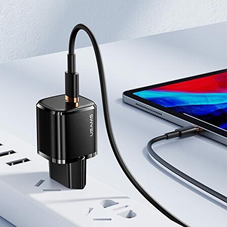 Usams T36 USB 20 Watt Hızlı Şarj Adaptörü Siyah