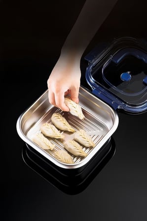 2 Adet Çelik 1250 ml Kilitli Yemek Meyve Et Buzdolabı Beslenme Saklama Kabı mt106