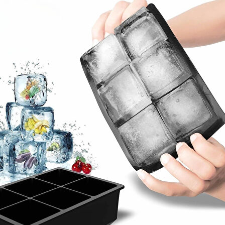 CT-STONES® 6'lı XL Küp Şeklinde Silikon Kolay Çıkabilen Buz Kalıbı