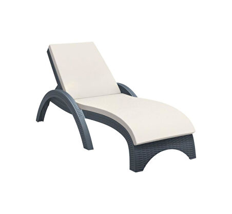 Omnipazar TRK-860 Siesta Fiji Bej Minderli Rattan Desenli Ayarlanabilir Lüks Şezlong 