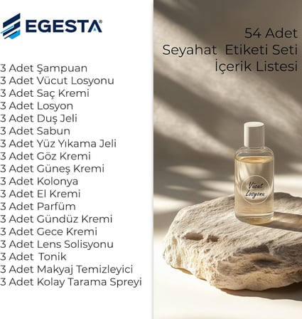 54 Parça Şeffaf Seyahat Şişe Etiketi Seti - 3x3 cm Su Geçirmez Kozmetik ve Banyo Etiketleri - Doldurulabilir Şişe Çıkartmaları - Şampuan, Krem, Sabun için Minimalist Organizer Sticker