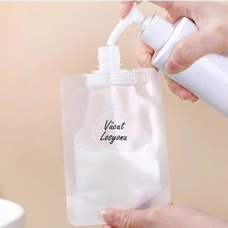 54 Parça Şeffaf Seyahat Şişe Etiketi Seti - 3x3 cm Su Geçirmez Kozmetik ve Banyo Etiketleri - Doldurulabilir Şişe Çıkartmaları - Şampuan, Krem, Sabun için Minimalist Organizer Sticker