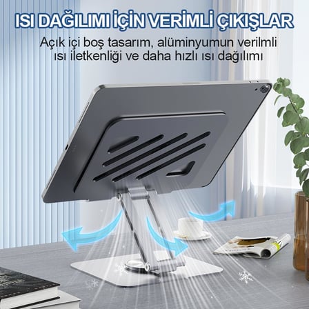 Tablet Standı 360° Dönebilen Tablet Tutucu Katlanabilir Alüminyum Tablet ve Telefon Standı